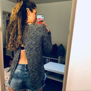 OPEN BACK GRAY SWEATER!